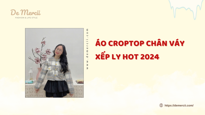 Áo croptop chân váy xếp ly hot 2024