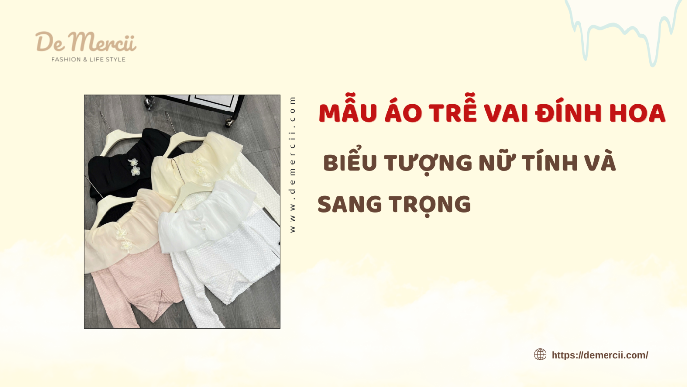 áo trễ vai đính hoa